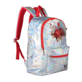 Stylish Holographic Gammaray Hologram Backpack Flower Silver Laser Leather Women Backpack